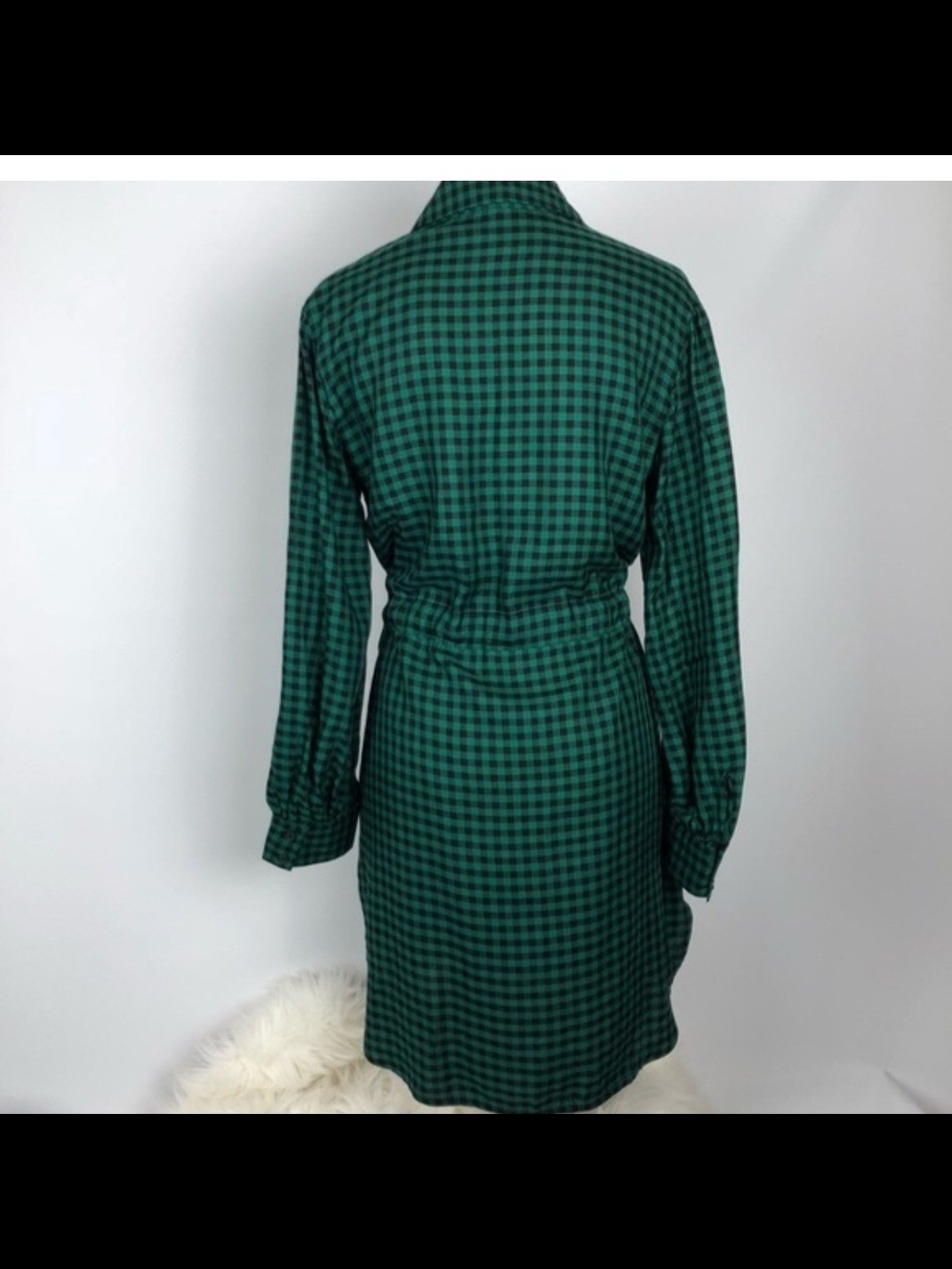 a new day Green Gingham Tie-Waist Shirt Dress - Large - Picture 3 of 8
